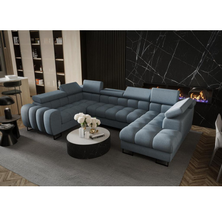 NAROŻNIK ROZKŁADANY ASPEN MAX II 195x350x170 CM - lewa , Odcienie niebieskiego NAROŻNIK ROZKŁADANY ASPEN MAX II 195x350x170 CM - lewa , Odcienie niebieskiego