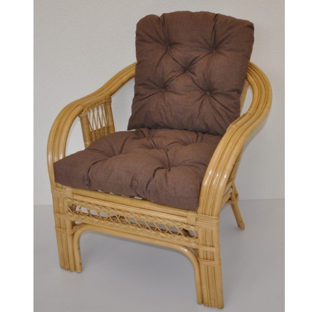 Ratanové křeslo Rio De Janeiro medové - polstr hnědý melír