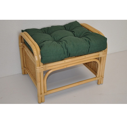 Oliver rattan zsámoly mézszínű, sötétzöld melírozott párnával Oliver rattan zsámoly mézszínű, sötétzöld melírozott párnával