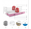 ERYK PODWÓJNE RAMA BIAŁY SZUFLADA RÓŻOWY BEZ MATERACY 90 X 200 KPL