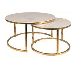 PORTAFINO A konferencia asztal - 2 asztal szett, Fehér fényes/Arany