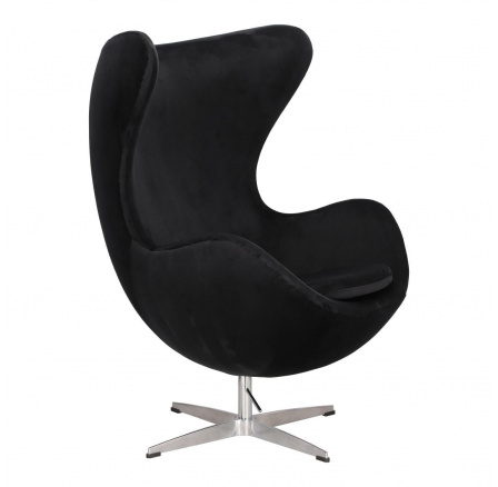 Tojásfotel Velvet fekete/ezüst alap