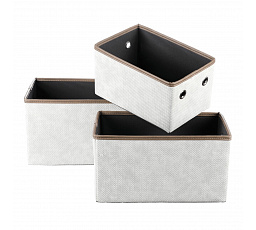 Koš látkový - skládací, krémový, cena za sadu 3 ks