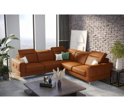 NAROŻNIK MALIBU MAX 250x250 SKÓRA NATURALNA - prawa , Skóra pomarańczowa