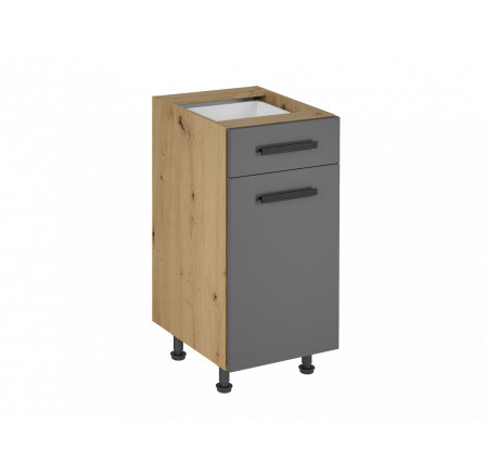 Konyhai felsőszekrény Langen D40S1 P/L, szürke/tölgy artisan