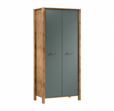 INDYGO S2D ruhásszekrény, Wotan tölgy/Zöld