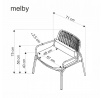 MELBY fotel wypoczynkowy, stelaż -czarny, tapicerka - popielaty