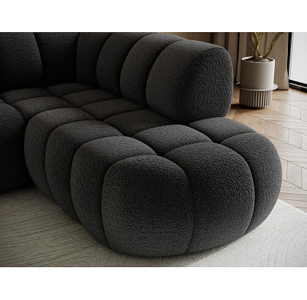 Tontano corner sofa with sleeping function and electrically extendable seat, dark gray bouclé, left-hand side Royal 05 183x77 Right