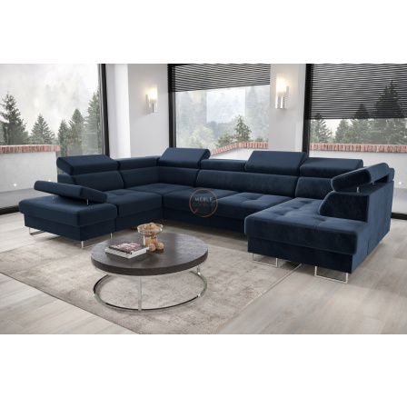 NAROŻNIK GALAXY MAX II Z FUNKCJĄ SPANIA 210x350x165 - Odcienie granatu , lewa