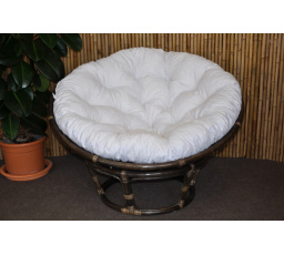 Ratanový papasan 115 cm hnědý - polstr bílý