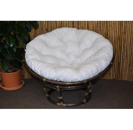 Ratanový papasan 115 cm hnědý - polstr bílý