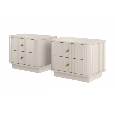 2 x VESPER SZAFKA NOCNA 56 2SZ - cashmere mdf / cashmere / złote uchwyty / cokół 2 x VESPER SZAFKA NOCNA 56 2SZ - cashmere mdf / cashmere / złote uchwyty / cokół