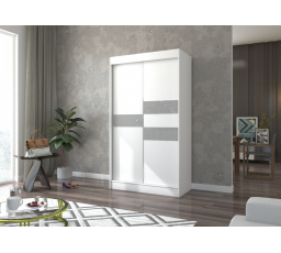 Tolóajtós szekrény lacobellel BATIA 120 Fehér+Szürke Lacobel