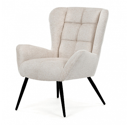 Křeslo ušák, béžová, látka, AK-H9206 CRM2