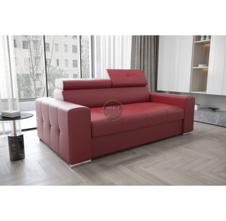 SOFA MARGO II 195 CM - SKÓRA NATURALNA - Skóra czerwona
