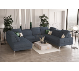 NAROŻNIK TAPICEROWANY MALIBU MAX I 260x350x220 CM - Odcienie niebieskiego , Strona prawa