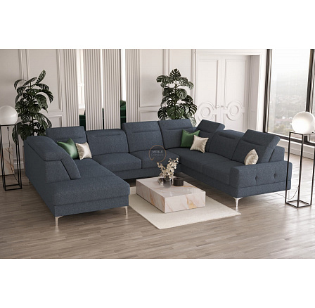 NAROŻNIK TAPICEROWANY MALIBU MAX I 260x350x220 CM - Odcienie niebieskiego , Strona prawa