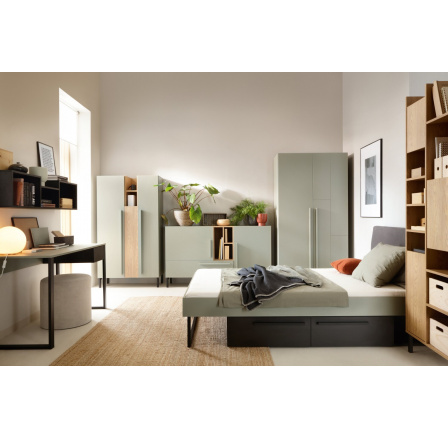 SERGIO 2 gyerekszoba, Eukaliptusz/Baltic Dune Tölgy/Fekete Onyx