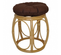 Ratanová taburetka široká medová polstr hnědý kepr
