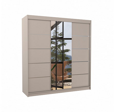 Tolóajtós szekrény tükörrel BERGEN 200 Kašmír+Kašmír