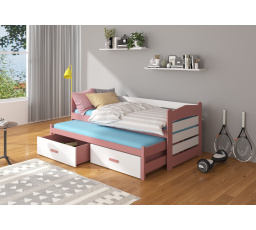 TIARRO kétszemélyes ágy 200x90 Rózsaszín+Fehér