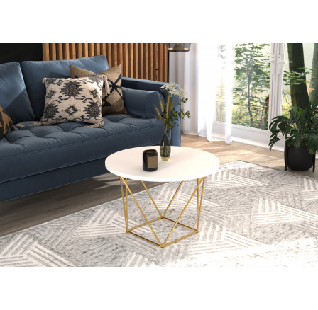 LIAM Dohányzóasztal Arany+Fehér