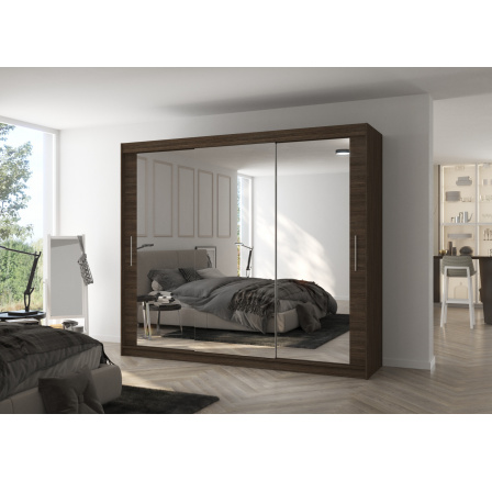 Tolóajtós szekrény tükörrel CHESTER 250 Choco+Choco