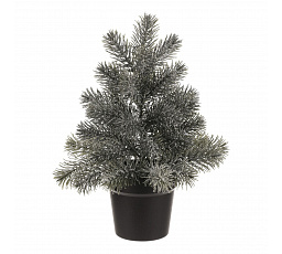 Fenyőfa cserépben - 40 cm, műfenyő, zöld, enyhén deres