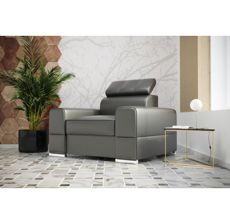 FOTEL ROYAL SKÓRA NATURALNA - Skóra szara