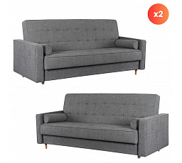 Zestaw 2x Sofa Rozkładana MALTA Szara