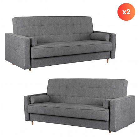 Zestaw 2x Sofa Rozkładana MALTA Szara