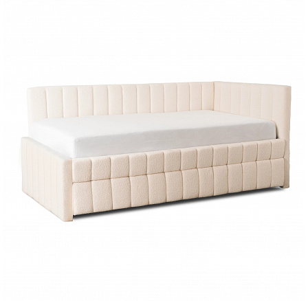 Łóżko 120x200 VILLEMO Kremowe Boucle