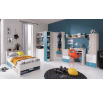 PLANET- PL14 L/P ágy, fehér lux+tölgy+kék