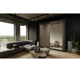 Šatní skříň RONY 203, Černá/Dub wotan