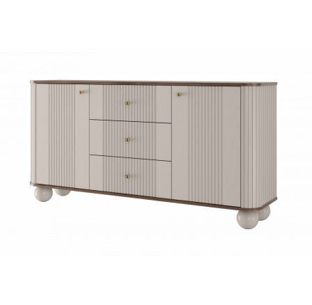 Komoda z szufladami Vesper 160 cm - kaszmir / orzech / złote uchwyty / nogi kule