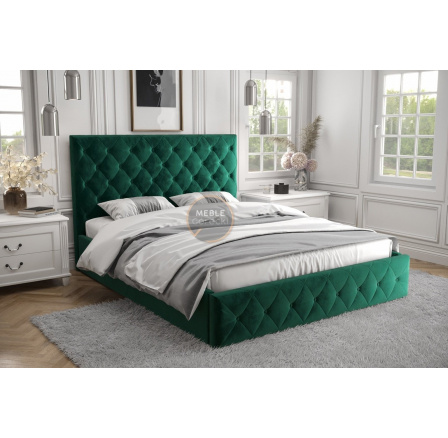 ŁÓŻKO ROMA - 140x200 , Metalowy na podnośnikach gazowych , Odcienie zieleni