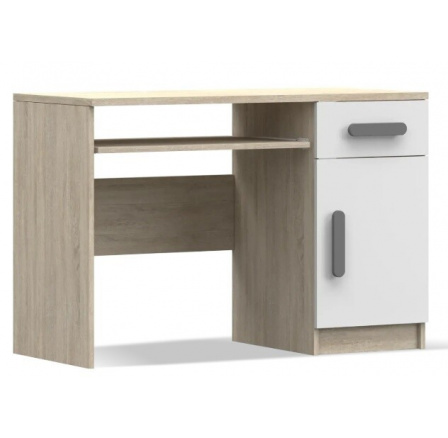 SMYK III - 08 íróasztal, Sonoma Tölgy/Fehér/Szürke