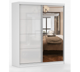 MULTI 35 Gardróbszekrény - 183 cm, Fehér/Fényes Fehér