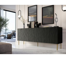 JUNGLE 190 komód, matt fekete/matt fekete