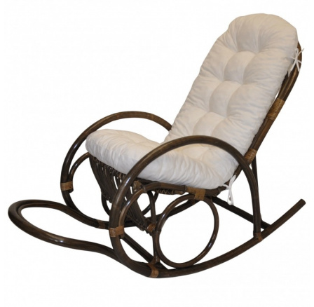 Ratanové houpací křeslo Jenaira hnědé polstr bílý