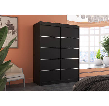 Tolóajtós szekrény LUFT 150 Fekete+Fekete