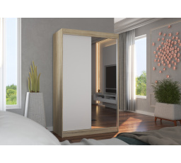 Tolóajtós szekrény tükörrel REWENA 120 Sonoma+Fehér