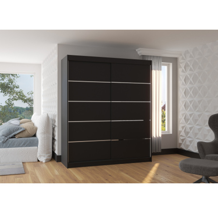 Tolóajtós szekrény SPECTRA 180 Fekete+Fekete