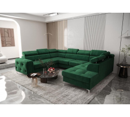 NAROŻNIK ORION MAX I Z FUNKCJĄ SPANIA 225X350X255 CM - Odcienie zieleni , lewa