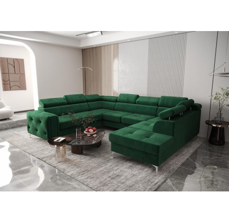 NAROŻNIK ORION MAX I Z FUNKCJĄ SPANIA 225X350X255 CM - Odcienie zieleni , lewa