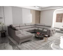 NAROŻNIK ORION MAX I Z FUNKCJĄ SPANIA 225X350X255 CM - Odcienie szarości , prawa
