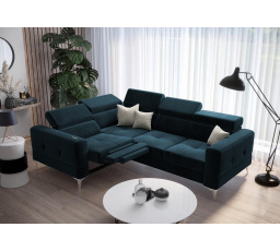 NAROŻNIK TOSCANIA RELAX Z FUNKCJĄ SPANIA 185X250 - Odcienie granatu , lewa
