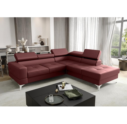 NAROŻNIK SKÓRZANY Z FUNKCJĄ SPANIA TOSCANIA II 230x250 - prawa , Odcienie czerwieni