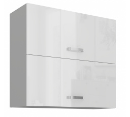 Horní skřínka BIANCA - 80 GU-72 2F, Šedá / Bílý lesk