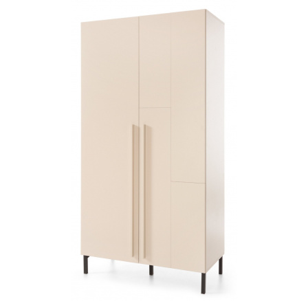 SERGIO SE 2 ruhásszekrény, Bézs-homok/Olajozott tölgy/Királykék